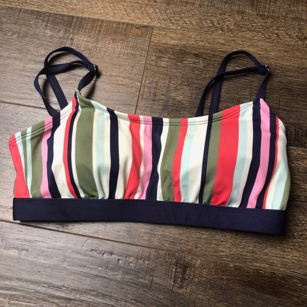 Kona Sol Striped Bikini Top Swim Suit (size Small)